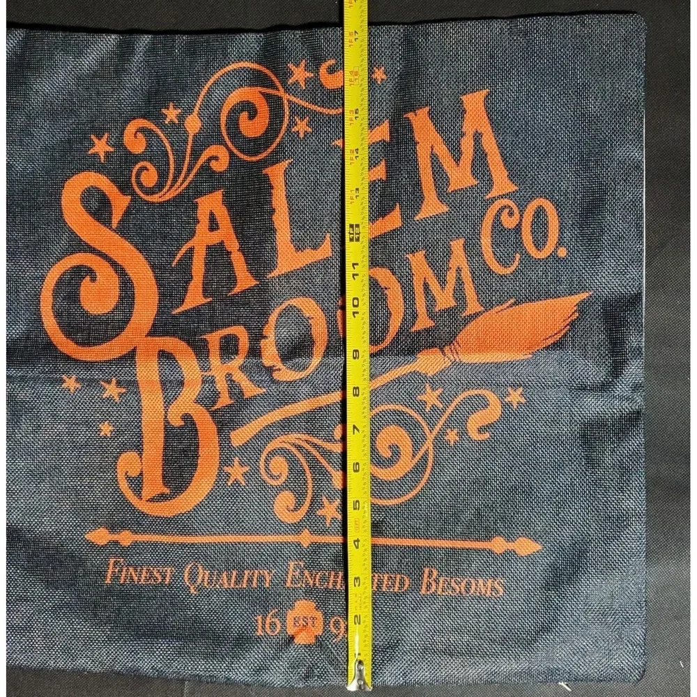 Salem Broom Co Black Halloween Pillow Cover ~ 17in x 17in